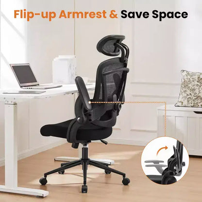 Chaise de bureau ergonomique Okak à dossier haut avec support lombaire réglable, chaise de jeu avec appuie-tête en maille, chaise d'ordinateur pour la maison, le bureau