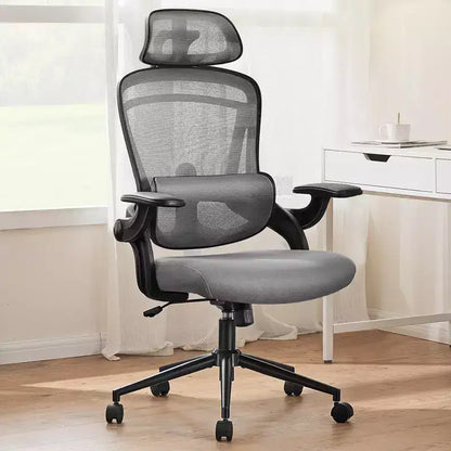 Chaise de bureau ergonomique Okak à dossier haut avec support lombaire réglable, chaise de jeu avec appuie-tête en maille, chaise d'ordinateur pour la maison, le bureau
