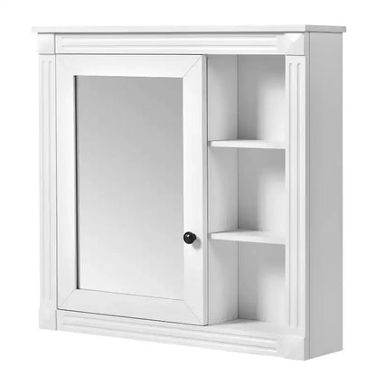FAMYYT 30 in. W x 28 in. H Rectangular Surface Mount Medicine Cabinet with Mirror, Soft Closing Hinges, Open Storage