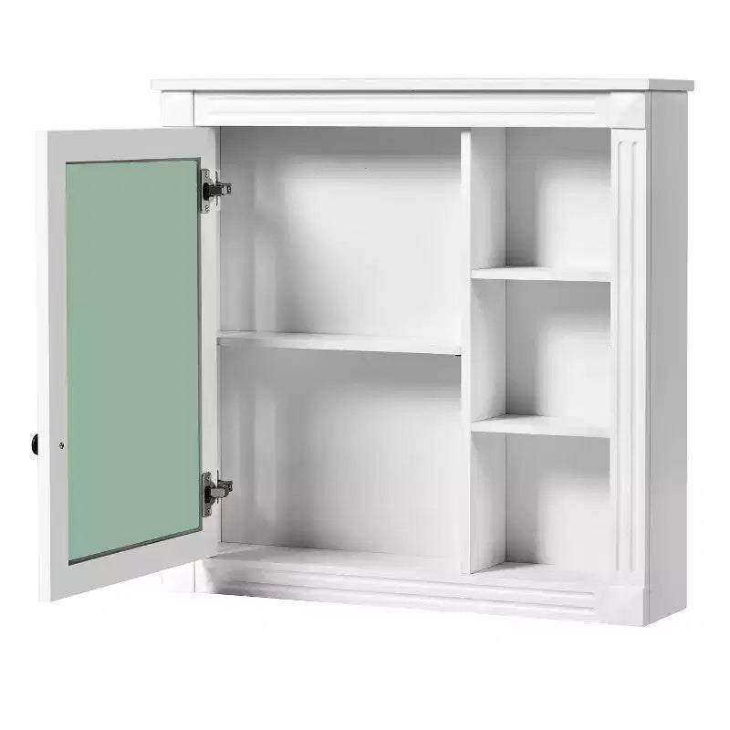 FAMYYT 30 in. W x 28 in. H Rectangular Surface Mount Medicine Cabinet with Mirror, Soft Closing Hinges, Open Storage