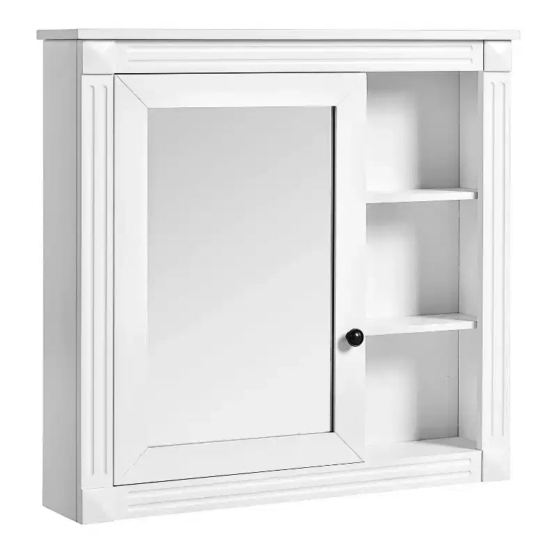 FAMYYT 30 in. W x 28 in. H Rectangular Surface Mount Medicine Cabinet with Mirror, Soft Closing Hinges, Open Storage
