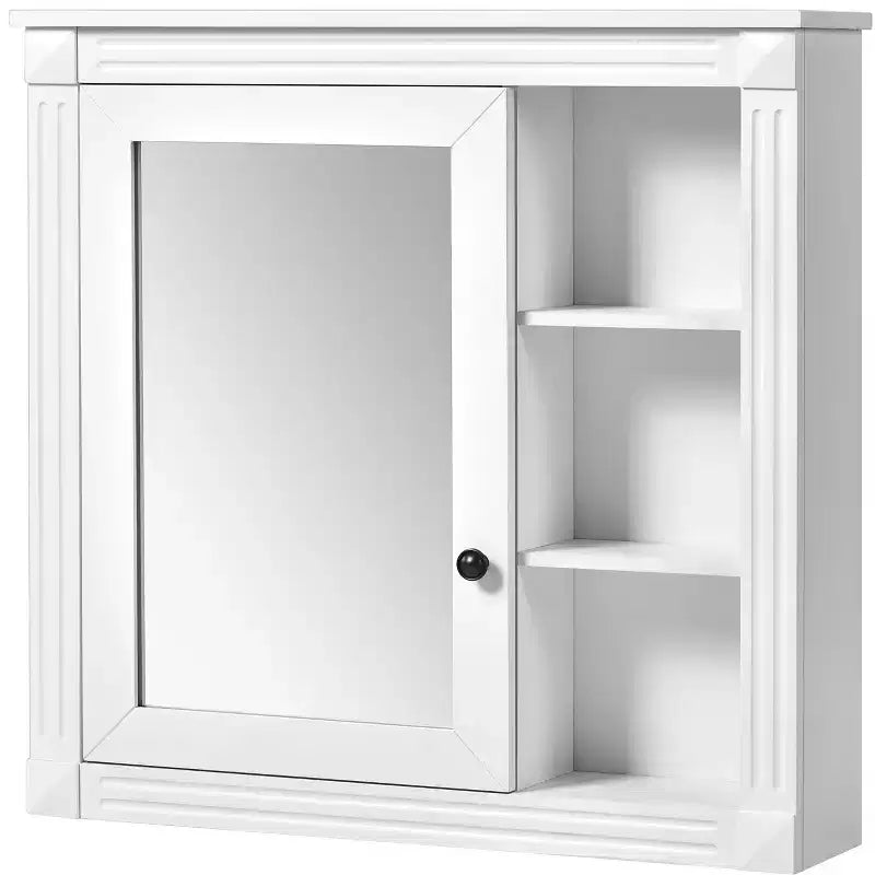 FAMYYT 30 in. W x 28 in. H Rectangular Surface Mount Medicine Cabinet with Mirror, Soft Closing Hinges, Open Storage