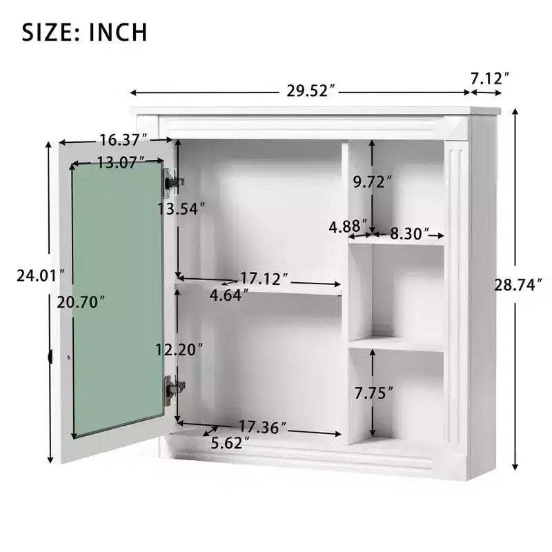 FAMYYT 30 in. W x 28 in. H Rectangular Surface Mount Medicine Cabinet with Mirror, Soft Closing Hinges, Open Storage