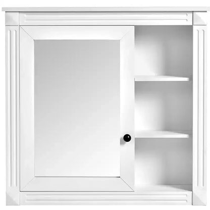 FAMYYT 30 in. W x 28 in. H Rectangular Surface Mount Medicine Cabinet with Mirror, Soft Closing Hinges, Open Storage