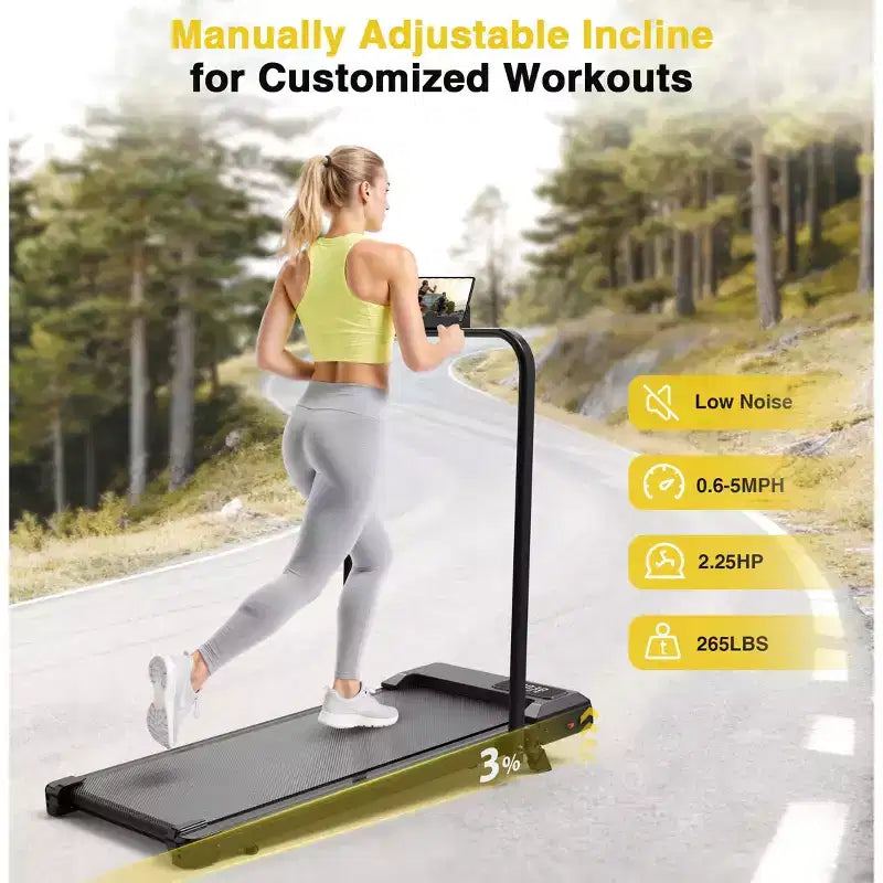 Redliro 2 in 1 Walking Pad Treadmill with Incline, Under Desk Treadmill with LED Display & APP for Home Office