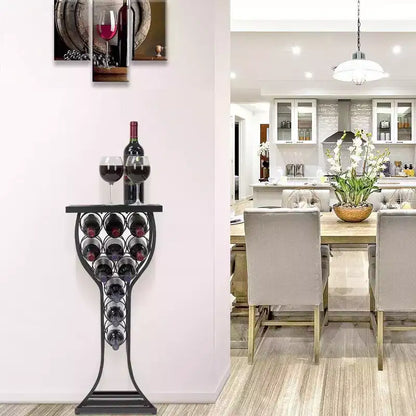 Table console porte-bouteilles de vin en marbre Sorbus 11 bouteilles