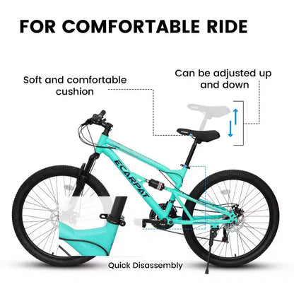 VTT Whisen 26 pouces unisexe avec cadre en acier, fourche et amortisseur, 21 vitesses