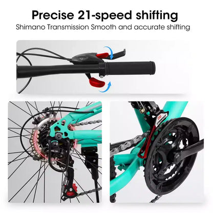 VTT Whisen 26 pouces unisexe avec cadre en acier, fourche et amortisseur, 21 vitesses