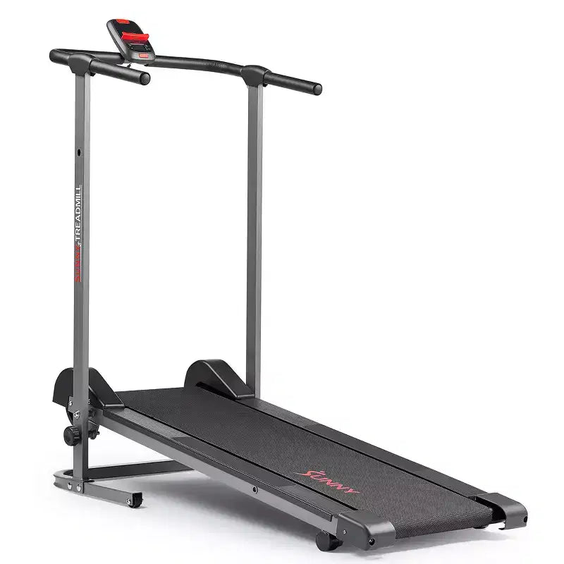 Sunny Health & Fitness Smart Manual Walking Treadmill with Fixed Incline, Bluetooth Tracking & Foldable SpaceSaving Design