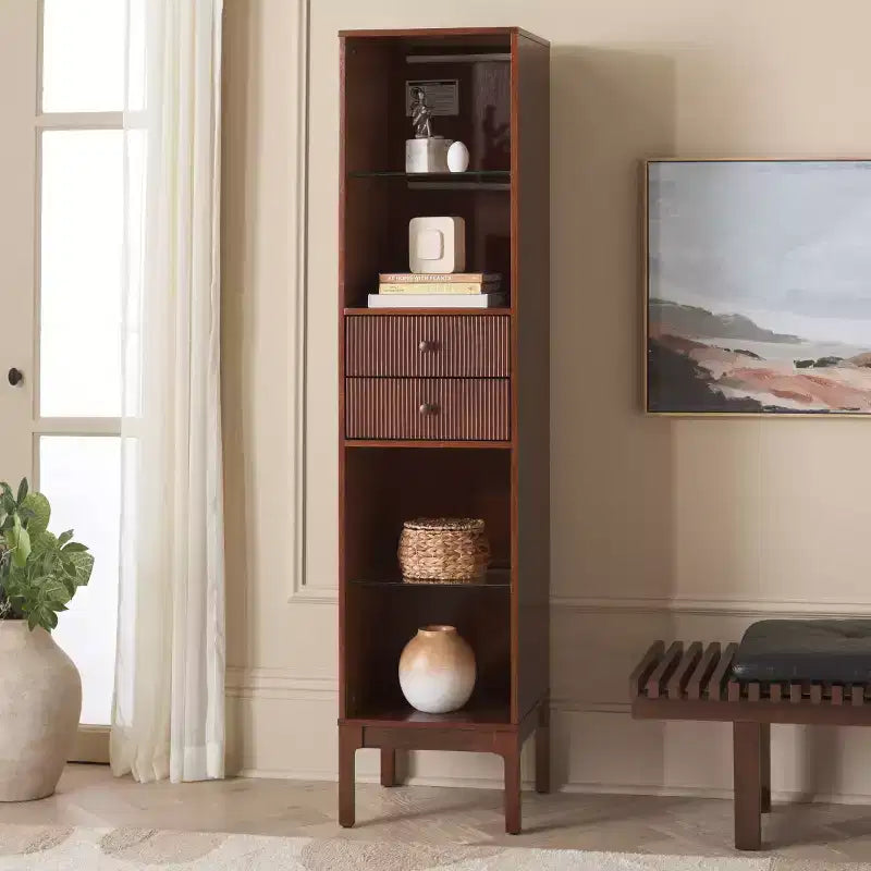 Clairville Curio Bookcase/Display Shelf - Walnut - SEI