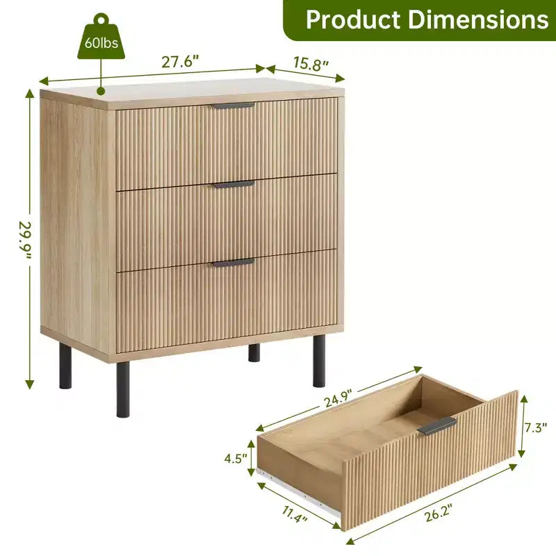 Table de chevet avec tiroirs spacieux et pieds en métal, table de nuit/table d'appoint compacte en bois, adaptée aux chambres et salons.