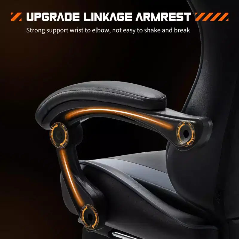 Okak Ergonomic Gaming Chair with Footrest and Lumbar Support, Computer Chair with Headrest and Armrest, Rolling Chair for Study, Office
