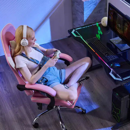 Okak Ergonomic Gaming Chair with Footrest and Lumbar Support, Computer Chair with Headrest and Armrest, Rolling Chair for Study, Office
