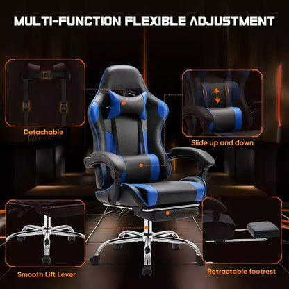 Okak Ergonomic Gaming Chair with Footrest and Lumbar Support, Computer Chair with Headrest and Armrest, Rolling Chair for Study, Office