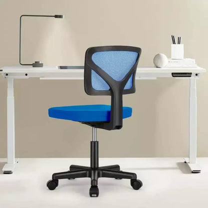Chaise de bureau Okak dossier bas en maille, sans accoudoirs, chaise d'ordinateur avec support lombaire, chaise de bureau pour l'étude, la salle de lecture, le bureau