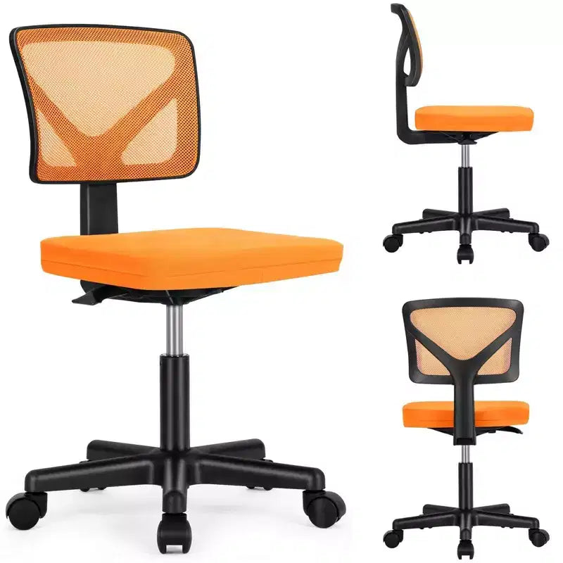 Chaise de bureau Okak dossier bas en maille, sans accoudoirs, chaise d'ordinateur avec support lombaire, chaise de bureau pour l'étude, la salle de lecture, le bureau