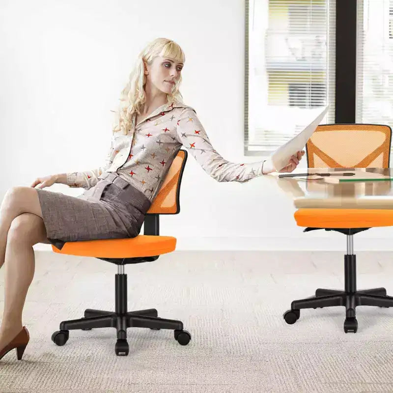 Chaise de bureau Okak dossier bas en maille, sans accoudoirs, chaise d'ordinateur avec support lombaire, chaise de bureau pour l'étude, la salle de lecture, le bureau