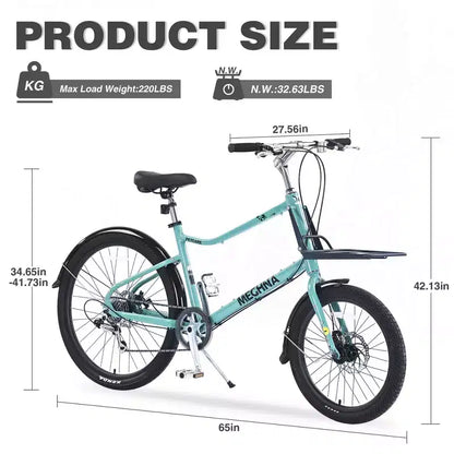 Whisen 26 Cargo Bike with 7 Speed, Aluminum Alloy Frame, Double Disc Brakes for Women and Men