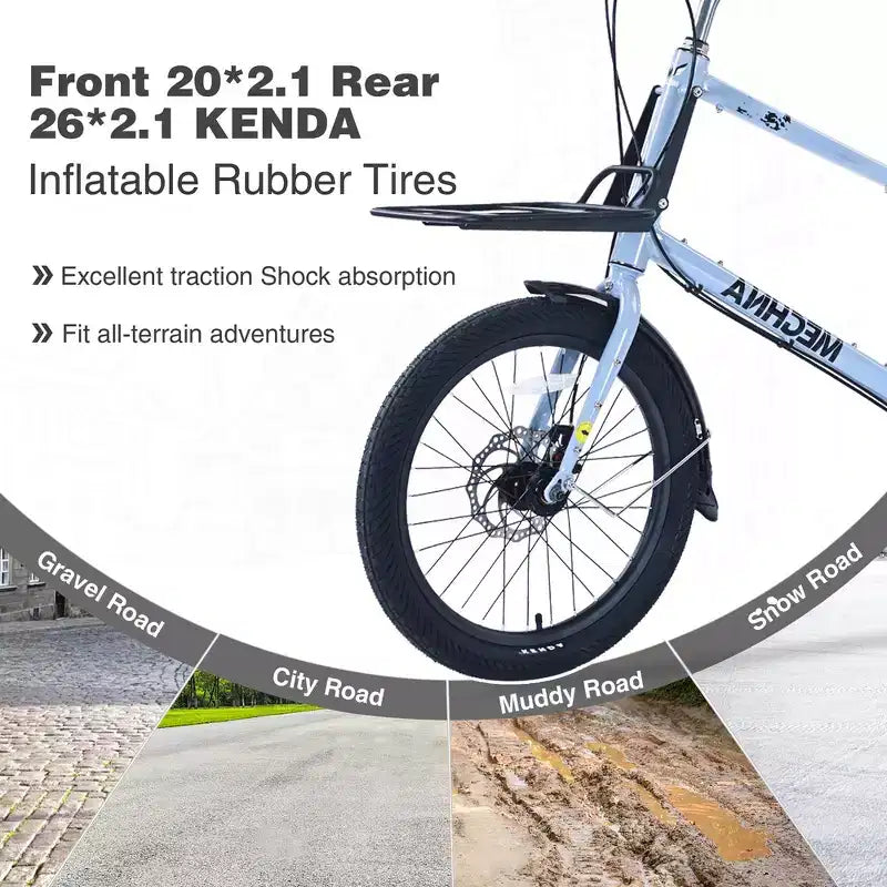 Whisen 26 Cargo Bike with 7 Speed, Aluminum Alloy Frame, Double Disc Brakes for Women and Men
