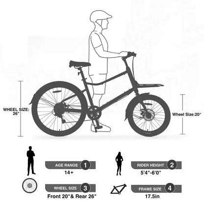 Whisen 26 Cargo Bike with 7 Speed, Aluminum Alloy Frame, Double Disc Brakes for Women and Men