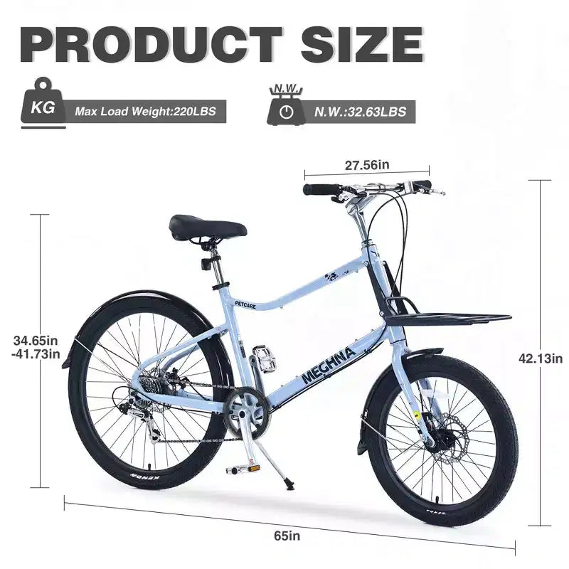 Whisen 26 Cargo Bike with 7 Speed, Aluminum Alloy Frame, Double Disc Brakes for Women and Men