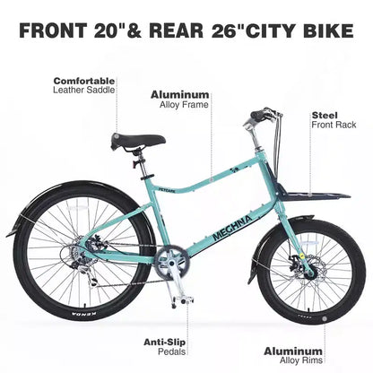 Whisen 26 Cargo Bike with 7 Speed, Aluminum Alloy Frame, Double Disc Brakes for Women and Men
