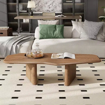 Table basse irrégulière GDFStudio Petrov rustique en bois à double piédestal