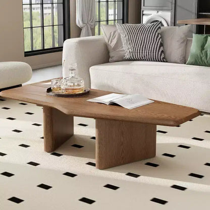 Table basse irrégulière GDFStudio Petrov rustique en bois à double piédestal