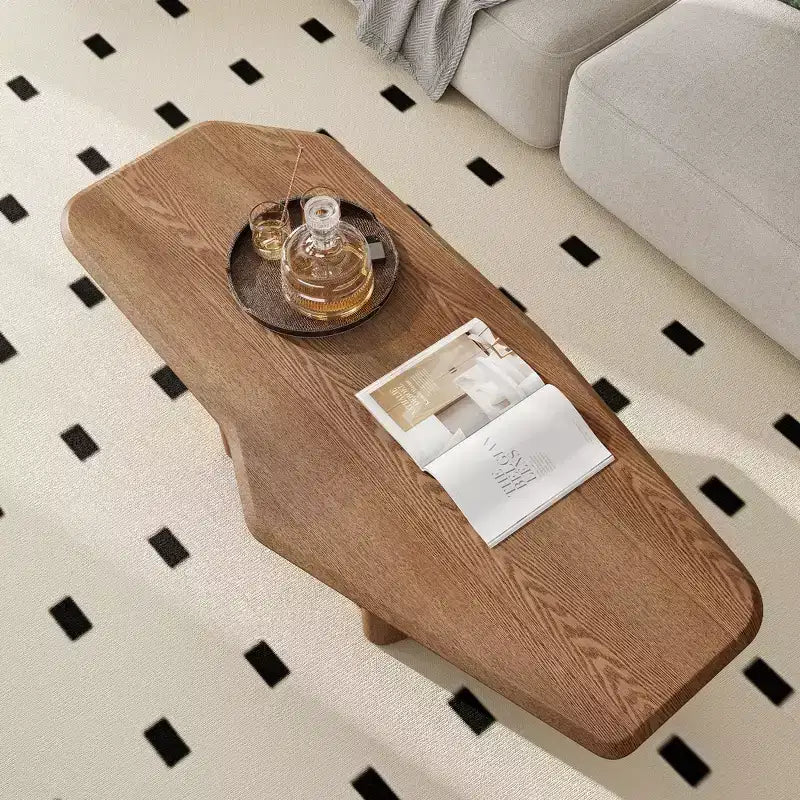 Table basse irrégulière GDFStudio Petrov rustique en bois à double piédestal