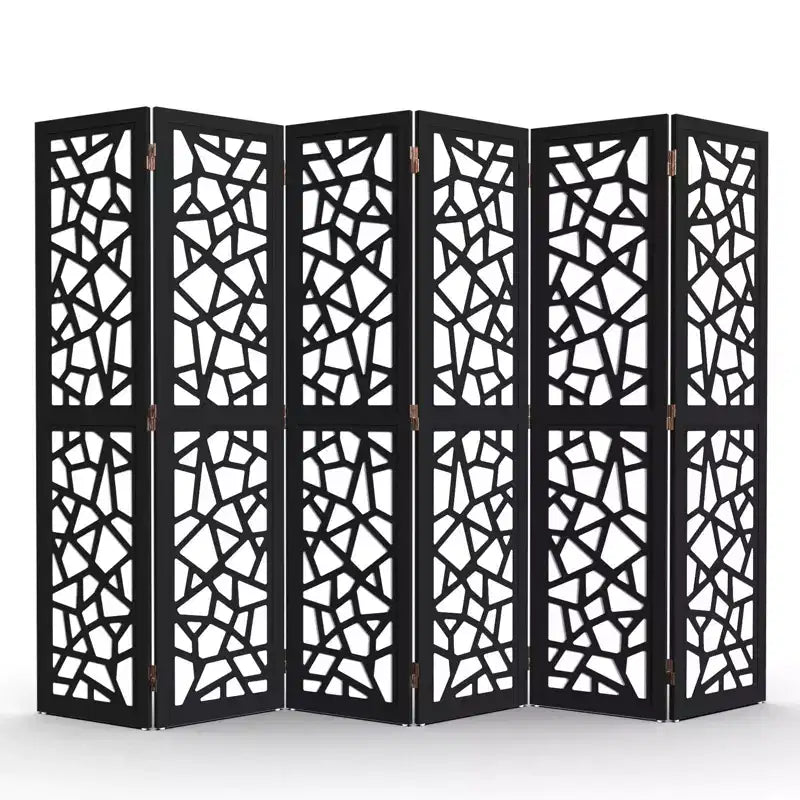 VINGLI 6 Panel Room Divider, Non-Woven Fabric Privacy Screen, Indoor Partition Wall Dividers, Freestanding Space Separator with Unique Pattern (Black)