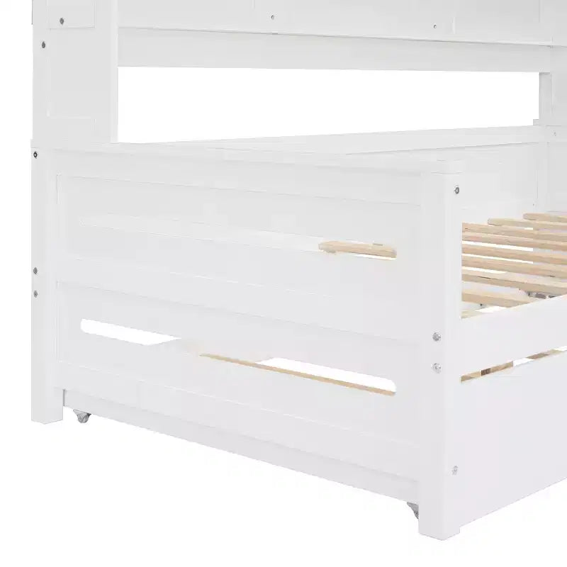 Twin/Full Daybed with and Storage Bookcase, Wood Daybed with Trundle, Wooden Day Bed with Storage Cabinets Shelves