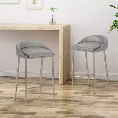 Tabourets de bar, lot de 2, assise avec finition chromée pour salle à manger, coin petit-déjeuner, îlot de cuisine, bar, salon