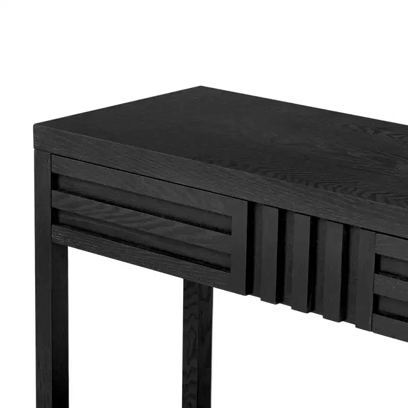 Wood Console Table with Storage, Modern Entryway Table with Striped Design for Living Room and Study