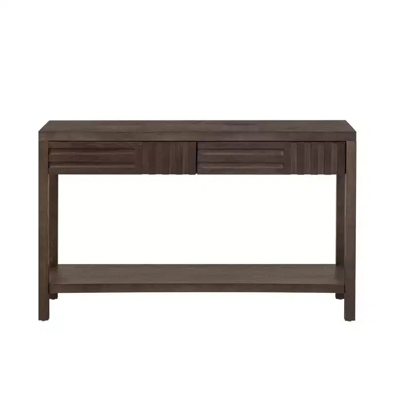 Wood Console Table with Storage, Modern Entryway Table with Striped Design for Living Room and Study