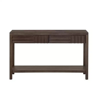 Wood Console Table with Storage, Modern Entryway Table with Striped Design for Living Room and Study
