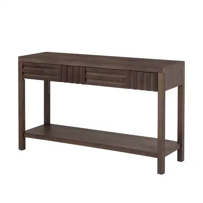 Wood Console Table with Storage, Modern Entryway Table with Striped Design for Living Room and Study