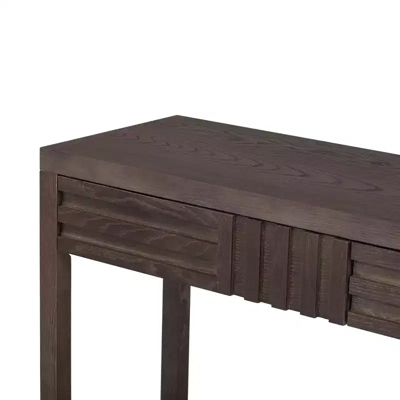 Wood Console Table with Storage, Modern Entryway Table with Striped Design for Living Room and Study