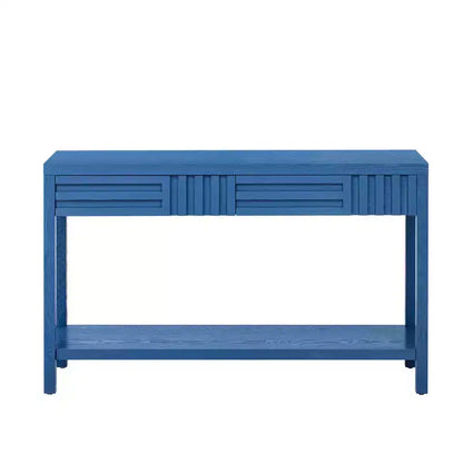 Wood Console Table with Storage, Modern Entryway Table with Striped Design for Living Room and Study