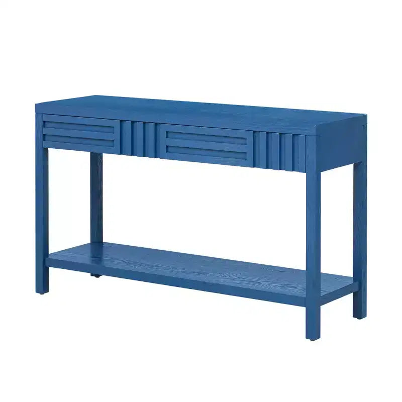 Wood Console Table with Storage, Modern Entryway Table with Striped Design for Living Room and Study