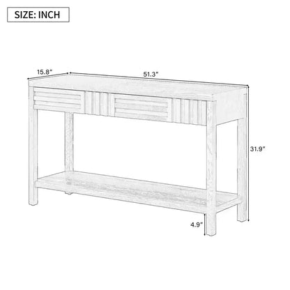 Wood Console Table with Storage, Modern Entryway Table with Striped Design for Living Room and Study
