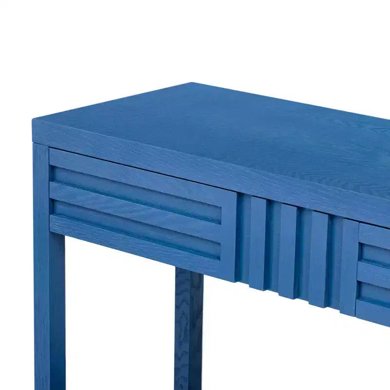 Wood Console Table with Storage, Modern Entryway Table with Striped Design for Living Room and Study