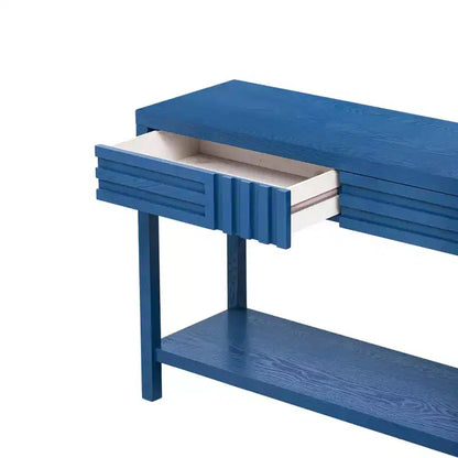 Wood Console Table with Storage, Modern Entryway Table with Striped Design for Living Room and Study