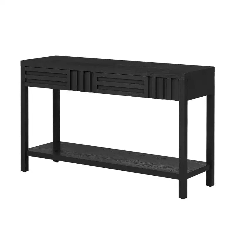 Wood Console Table with Storage, Modern Entryway Table with Striped Design for Living Room and Study