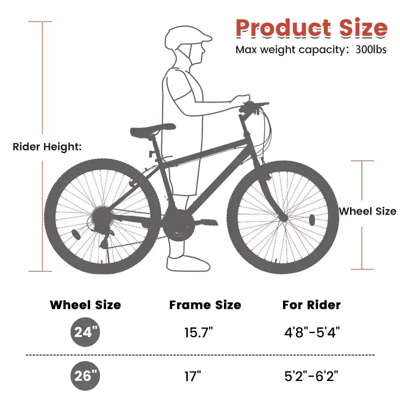 VTT Okak 24 pouces avec cadre en acier au carbone, vélo pour enfants à 21 vitesses avec double frein en V et selle ergonomique, vélo pour les trajets quotidiens et les voyages