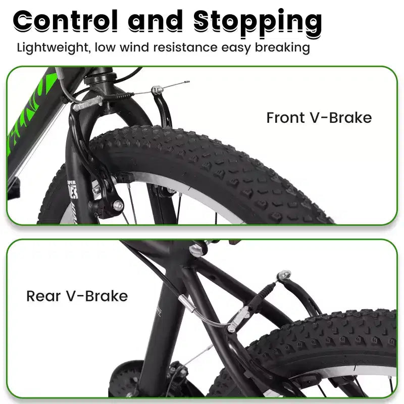 VTT Okak 24 pouces avec cadre en acier au carbone, vélo pour enfants à 21 vitesses avec double frein en V et selle ergonomique, vélo pour les trajets quotidiens et les voyages