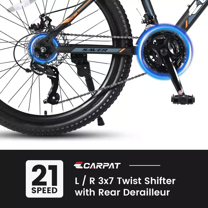 Vélo VTT Okak 24 pouces avec cadre en acier, vélo enfant avec 21 vitesses Shimano, freins à disque double et suspension avant, bicyclette pour adolescents