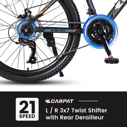 Vélo VTT Okak 24 pouces avec cadre en acier, vélo enfant avec 21 vitesses Shimano, freins à disque double et suspension avant, bicyclette pour adolescents