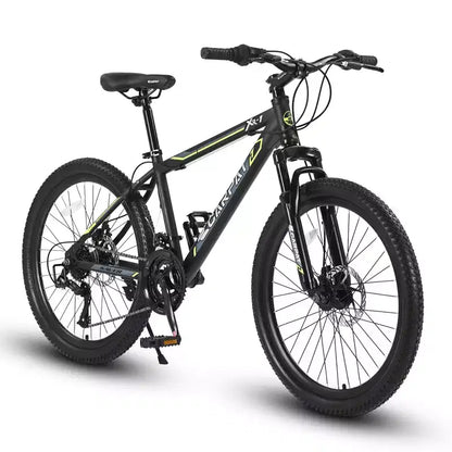 Vélo VTT Okak 24 pouces avec cadre en acier, vélo enfant avec 21 vitesses Shimano, freins à disque double et suspension avant, bicyclette pour adolescents