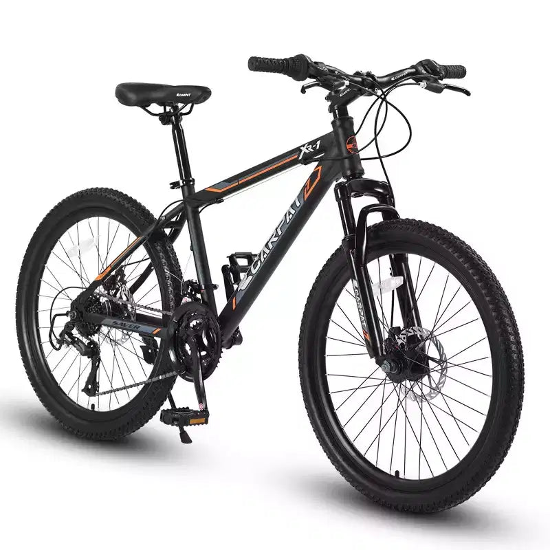 Vélo VTT Okak 24 pouces avec cadre en acier, vélo enfant avec 21 vitesses Shimano, freins à disque double et suspension avant, bicyclette pour adolescents