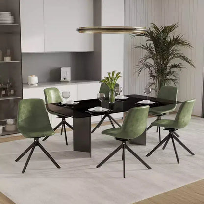 LeisureMod Markley Chaise d'appoint pivotante en cuir avec pieds en fer durables, chaise d'appoint confortable pour cuisine, salle à manger ou bureau, lot de 4